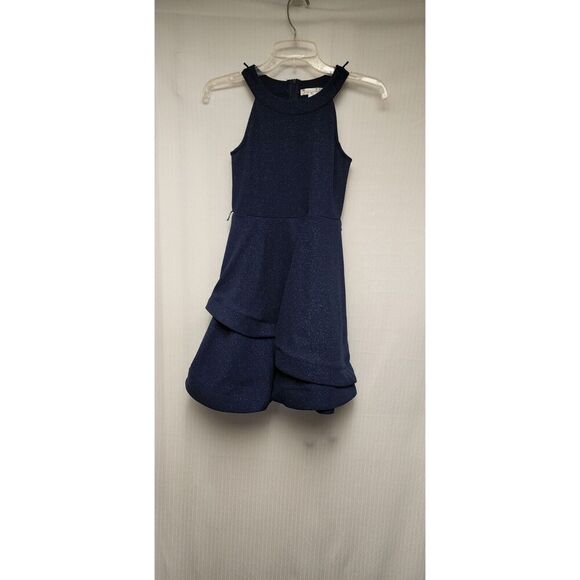 Knit Works Halter Neck Shimmer Navy Blue Party Dress Bolero Jacket Size 12 - Picture 7 of 8